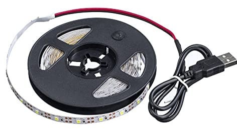 USB Led Strip Lights,DC 5V SMD 3528 16.4ft(5m) 300 LEDs 60leds/m Cool White Led Strips with USB Cable,TV Desktop Laptop Backlight,Kitchen Decorative Lighting-Non Waterproof