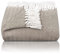 Gräfenstayn Premium Tagesdecke mit Fransen - 100% Baumwolle - 180 x 240 cm - Fischgrätenmuster Sommerdecke - Baumwolldecke als Bett-Überwurf, Couch-Überwurf, Sofa-Decke (Braun)