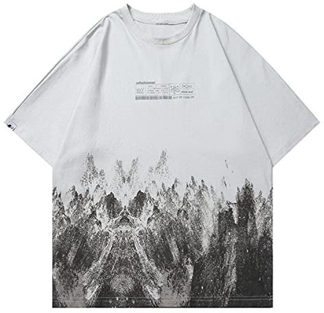 Vamtac Graphic Tees Herren Oversized Vintage Tee Shirt Y2k Shirts Lose Kurzarm Streetwear Aesthetic Tee, 07-grau, XL