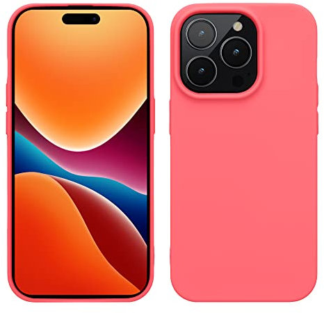 kwmobile Custodia Compatibile con Apple iPhone 14 Pro Cover - Back Case per Caricatore Wireless - Antiurto e Flessibile in Silicone TPU - corallo fluorescente