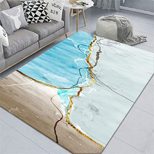 DJHWWD Auslegware Outdoor Teppiche Wetterfest Wohnzimmer Helles Luxussofa Couchtisch Decke Minimalistisches Schlafzimmer Moderner Schalldichter Teppich Blau Auslegware 200X250cm