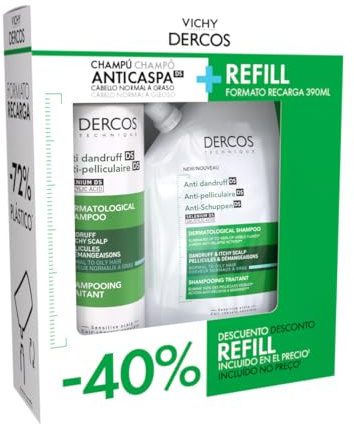 Vichy Dercos Duplo Anti-Schuppen-Shampoo, 390 ml + Refill Anti-Schuppen-Shampoo, fettig, 400 ml