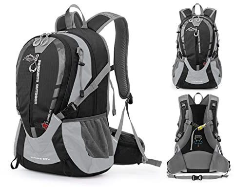 MYMM 25L Trekkingrucksack Ultraleichter wasserdichter Campingrucksack Outdoorsportrucksack Bergsteigerrucksack (Schwarz)