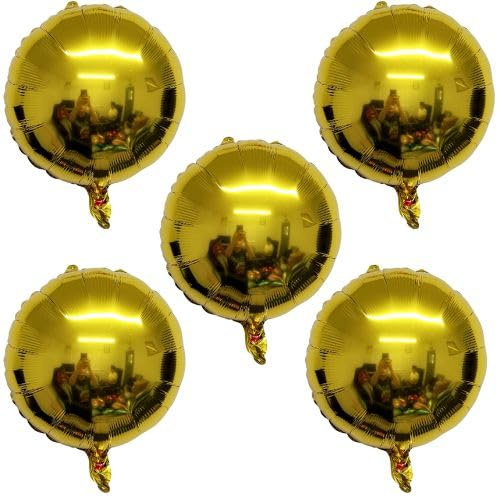 5 x 45,7 cm runde Folienballons für Mädchen und Jungen, Geburtstagsparty, Hochzeit, Babyparty, Dekoration, Zubehör UK (Gold)