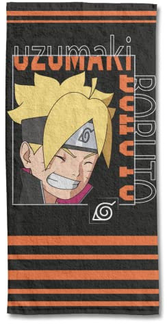 BORUTO - Serviette De Plage Boruto Uzumaki 70x140 cm - 100% Coton - 300 GSM - Noir