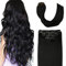 Sindra Clip in Extensions Echthaar Schwarz 35cm 6pcs 100g Natürliche Haarverlängerung Echthaar Gerade Clip Haar Extensions C#1 14 Zoll