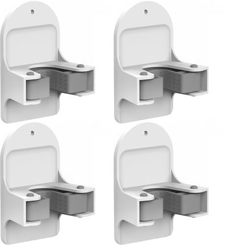 MCOMCE Plastic Broom Holder Wall Mount, White, 4 Count