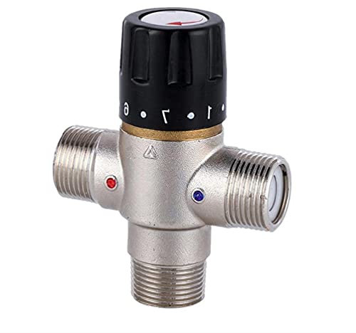 Mélange Thermostatique en Laiton Nickelé pour Vanne Dn20 pour Vanne Matériaux De Construction pour Chauffe-Eau Solaire Système De Douche Mitigeur Thermostatique Mitigeur Thermostatique 3/4 3/8 1/2