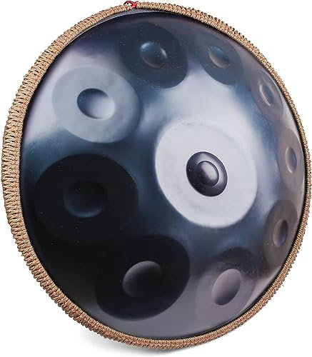 HEYQK Blue Professional Harmonic Handpan Drum in D-Moll 10 Noten 55,9 cm 440HZ Stahltrommel mit weicher Hand-Pan-Tasche, harmonische Percussion für Klangheilung, persönliche Meditation, Yoga