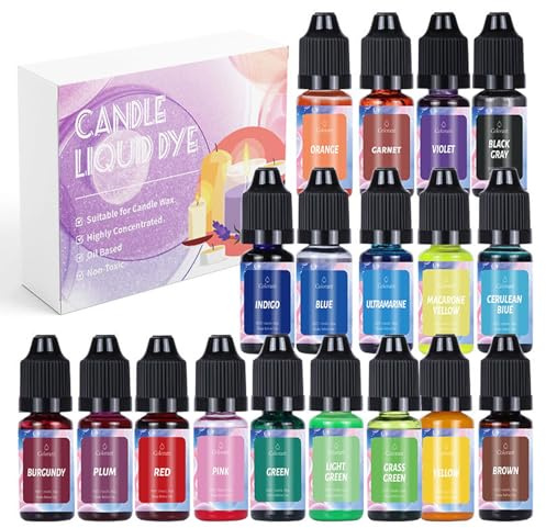 ALLAVA Kerzenwachs Farbe,18 Farben Kerzenfarbe,Kerzenwachs zum Gießen 10ml