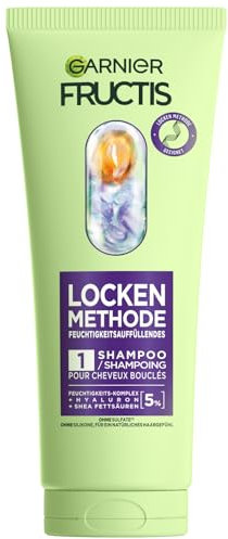 Garnier Shampoo idratante per tutti i tipi di ricci, ricci istantanei, con acido ialuronico al 5% e acidi grassi karité, vegano, senza siliconi, metodo riccioli fruttati, 1 x 200 ml