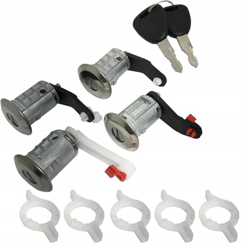 Door Lock Cylinder Set 7701470944 for Renault Master MK2 Movano Interstar | Front & Rear Barrel Lock Kit With 2 Keys, Anti-Corrosion Aluminium, Fits 1998-2010 Mascott, OE 7701470945 256522 256523