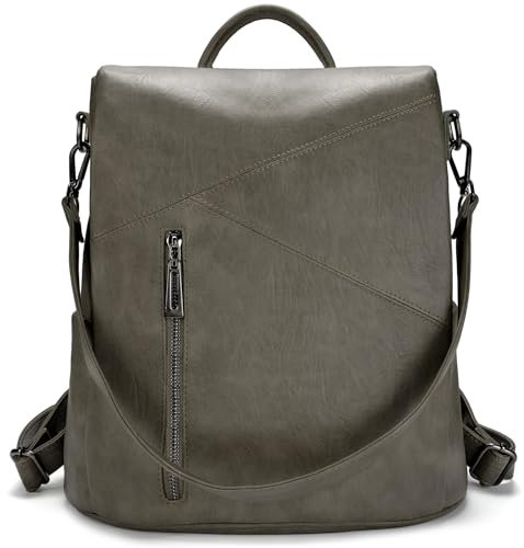 molshine Anti-Diebstahl Rucksack aus veganem Leder, modisch Lässige Tasche Reise-Tagesrucksack, Schulterrucksack, Handtaschen für Damen und Herren HB041(Grün)