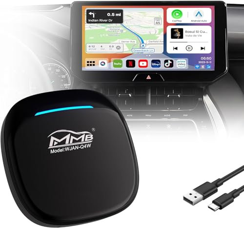 MMB CarPlay Ai Box MMB MAX 4.0 2024 Newest Android 13.0 QCM 6125 8-Core 8+128GB High-Performance Streaming Device with Netflix/YouTube/Google Store Car Play Ai Box Support HDMI Output & SIM Card