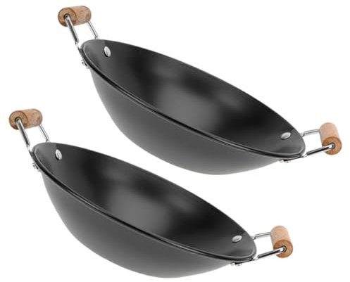 MILISTEN 2 Piezas Plancha De Acero Inoxidable Paellera Suministros Para El Hogar Fondue Olla Para Llevar Olla De Fideos Wok Metal Productos Domésticos Individual Olla Caliente