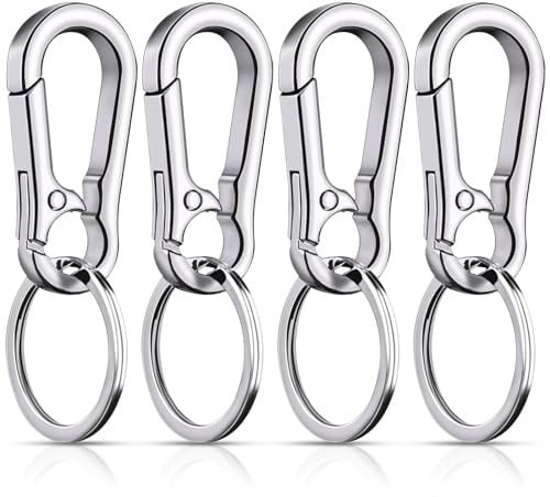 Redamancy 4 Packs Metal Keychain Carabiner, Keychain, Carabiner Clip Keyring, Key Chain, Keyring Key Ring Chain Clips Hook Holder for Men Women