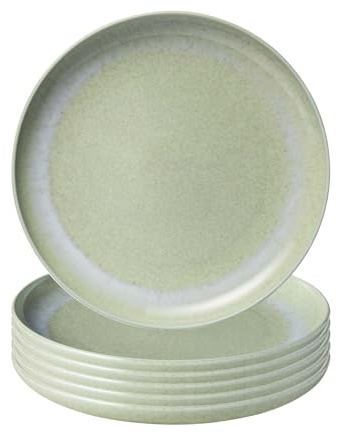Villeroy & Boch like. by Perlemor Alga Frühstücksteller 6er Set, 24 cm, Dessertteller mit Reaktivglasur, Premium Porzellan, Grün