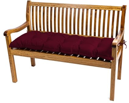 TexDeko® Garden Bankauflage Outdoor Polsterauflage 130x40x8 cm Bordeaux | In- & Outdoor, wasserabweisend, UV-beständig, Bankpolster gesteppt, formstabiles Sitzpolster mit Vließmantel, für Gartenbank