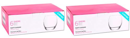Tradineur - Pack de 2 Cajas de 6 Vasos Modelo Empire - 40,5 cl - Fabricado en Vidrio Resistente - Apto para lavavajillas - 12 Uds Totales