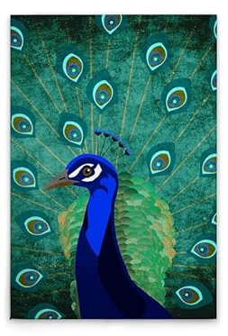 A.S. Création Leinwandbild Pfau Gemälde - Wandbild in Grün, Blau - 60 x 90 cm - DD131884