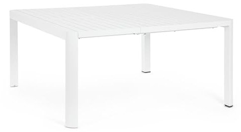 Ausziehbarer Tisch Kiplin aus lackiertem Aluminium für den Außenbereich für Garten und Veranda 149 x 97/149 Weiß