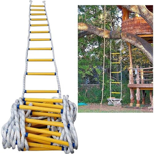 3 M 5 M 8 M 10 M 15 M 20 M Feuerleiter for Zuhause, Tragbare Strickleiter for Die Notfallsicherheit, 2–3-stöckige Häuser, Wiederverwendbare, Kompakte, Leichte Externe Rettungsleiter(20m/65.6ft)