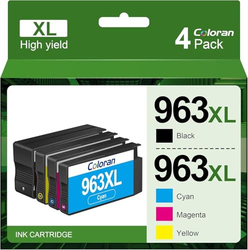 Coloran 963XL Multipack 963 Kompatibel für 963 XL Druckerpatronen HP für HP Officejet Pro 9010 Patronen 9012 9020 9013 9014 9015 9016 9018 9019 9022 9025 (Schwarz, Cyan, Gelb, Magenta, 4er-Pack)