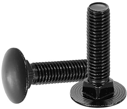 sourcing map Lot de 10 boulons de carrosserie M10 x 40 mm en acier inoxydable 18-8 (304) à tête ronde et à col carré, vis en oxyde noir pour accessoires de fixation – Noir