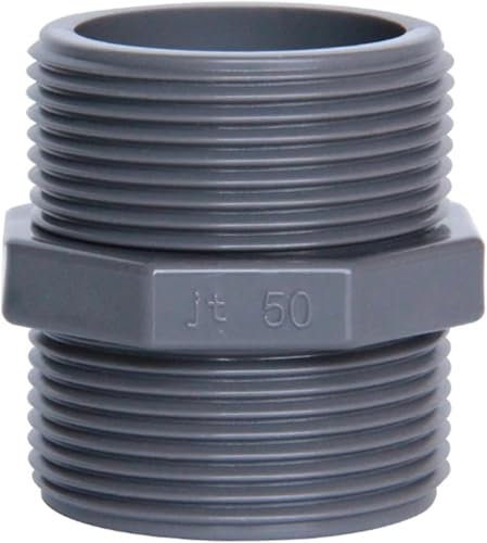 LUbrel Raccord de Tuyau d'eau, 1/2 3/4 1 1-1/4 1-1/2 2 BSP Double Filetage mâle 20/25/32/40/50/63 mm raccord de Tuyau Droit en PVC connecteur d'eau 3 Couleurs(Gray,32mm(1))
