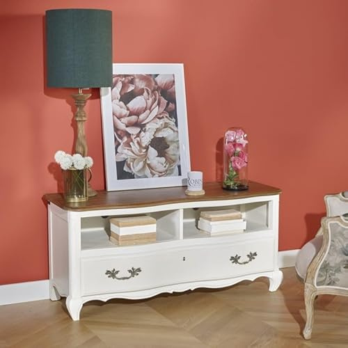 Robin des bois - SERRENA : Meuble TV Plateau en chêne Blanc