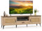 COSTWAY Meuble TV Bois, Meuble Tele pour 65 avec Tiroir, 2 Armoires à Porte, Meuble TV 150 cm avec Trou pour Câbles pour Salon, Chambre