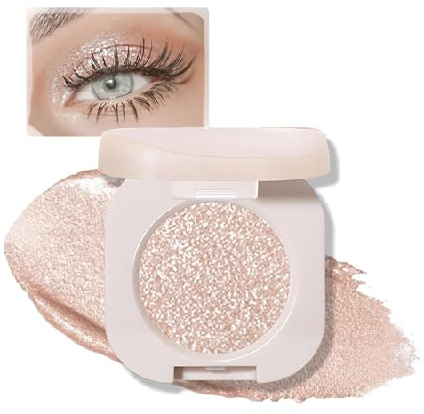 Glitter Eyeshadow Sheer Glow Shimmer Sparkle Eye Shadow Palette Makeup for Women,Ultra-fine Powder Multiuse Blendable Formula (SHIMMER)