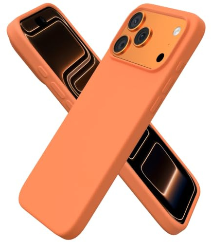 ORNARTO Compatible with iPhone 17 Pro Max Case, Liquid Silicone Slim Cover | Orange,6.9,Shockproof Protection,Comfortable Grip,Precise Cutouts,Responsive Buttons,Smooth Finish,Camera Protection