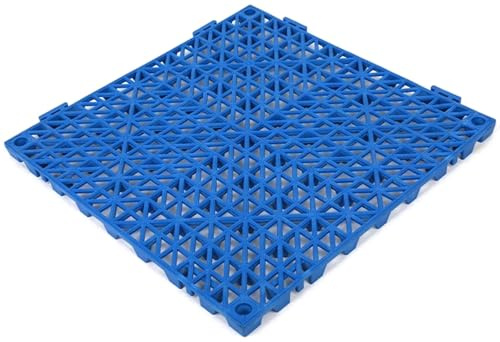 Piastrelle ad incastro per pavimento del garage, tappetini modulari in PVC, antiscivolo e autodrenanti, per garage, autolavaggio/officina, piastrelle per pavimenti rimovibili, 30 x 30 x 1,5 cm, blu, 4
