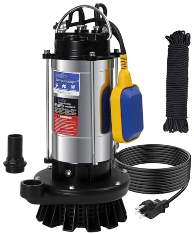 Weeflos - 1HP Submersible Pump, 4200GPH High Flow Water Pump, 28ft Max Head for Irrigation, Pool, Garden Pond, Basement, Window Wells, with 25ft Power Cord