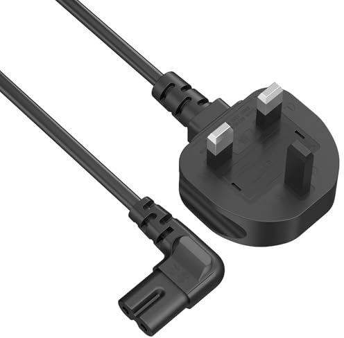 Figure 8 Power Lead M - 2-Pin 90 Degree Angle IEC C7 Universal UK Plug Power Cable -Compatible with PS5,Xbox Series X,Smart LED TV,Samsung,LG,Sony TVs (3M)
