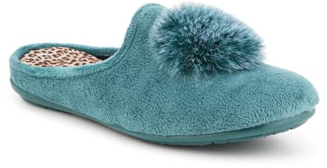 Pavers Luxury PomPom Slippers - Teal Size 5