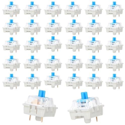 BTFO 30pcs Interrupteurs Mécaniques pour Clavier, Interrupteurs à Clic Bleus à 3 Broches Résistants La Poussière et l'eau pour Claviers de Jeu Mécaniques