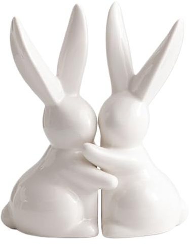 Serre-livres en céramique – Serre-livres de bureau minimalistes en forme de lapin | Paire décorative pour la maison, le bureau, le salon, l'entrée, la cave à vin | Ornement créatif et élégant en
