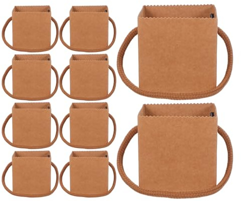VINTORKY Flower Packaging Kraft Paper Tote Boxes 50Pcs 2.5X2.5 with Handle for Succulent Plants and Mini Bouquet Carrying