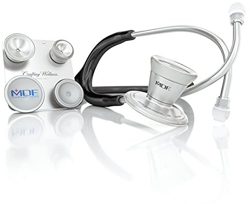 MDF ProCardial C3, Kardiologie Zweikopf-Stethoskop aus rostfreiem Stahl mit umbaubarem Bruststück für Erwachsene, Kinder, Säuglinge und Neugeborene - Schwarz (MDF797CC-11)