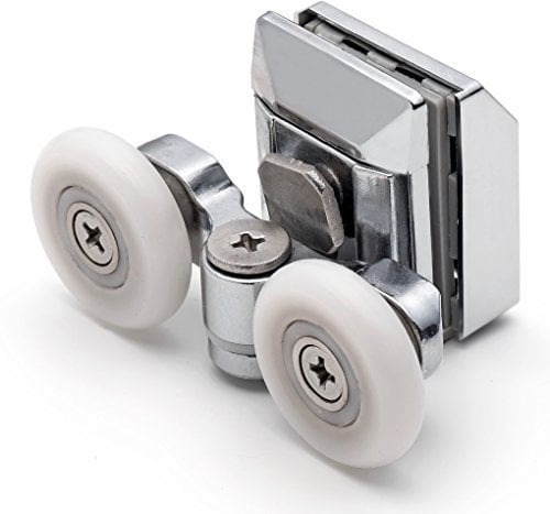ShowerPart Twin/Double Top Shower Door Rollers/Wheels/Runners L020, Shower Door Wheel Diameter 23mm, Wheel Thickness 6mm, Chromed Plastic Cover, Shower Door Replacement Parts, 2x
