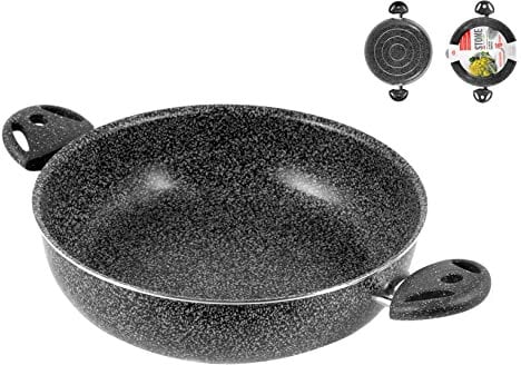 HOME Sartén Antiadherente para Piedra Dos Asas Cm 24 Olla de Cocina, Multicolor, One Size