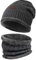 Indicode Herren Siracusa Winter-Set Mütze & Schal | Strick Wintermütze Winterschal Charcoal Mix, One Size