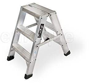 KTL Taburete-Escalera Industrial de Aluminio Doble Acceso 2 x 3 peldaños Serie Stool New Comfort