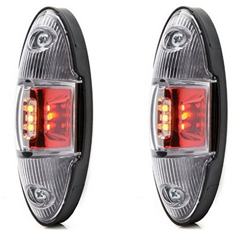 2 Stk. x 9 LED 12V 24V Rot Weiß Orange Seitenleuchten Seitenmarkierungsleuchte Markierung Wohnwagen Wohnmobil LKW Zubehör Schutzklasse IP66/68