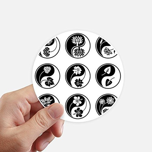 DIYthinker Buddhismus Yin-Yang-Blume Runde Entwurf Runde Sticker 10Cm Wand Koffer Laptop Motobike Aufkleber 8Pcs Diameter 10Cm Mehrfarbig