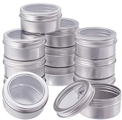 BENECREAT 12 Stücke 80 ml Aluminium Zinn Gläser, Runde Aluminium Blechdosen Kosmetische Behälter mit Schraubdeckel Deckel für DIY Handwerk Salve Kerze Reise Lagerung-Platin