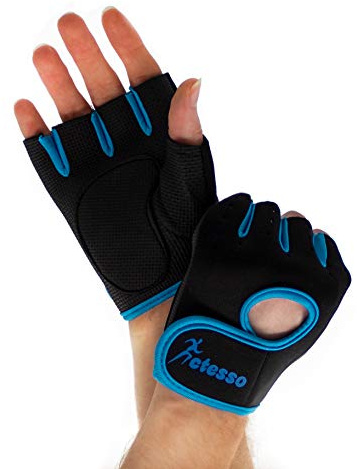 Actesso Gym Gloves for Sports – Weight lifting Men & Women, Rowing Exercise & Training. (Blue, Small)