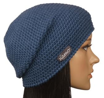Beanie ICA jeans-blau Baby-Alpaka Unisex Damen-Mütze Herren-Mütze Häkel-Mütze von siamo-handmade